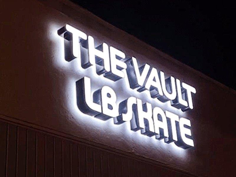 The Vault LB Skate channel letter sign by West Coast Sign Shop
