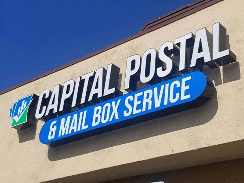 Capital Postal & Mailbox Service channel letter sign by West Coast Sign Shop