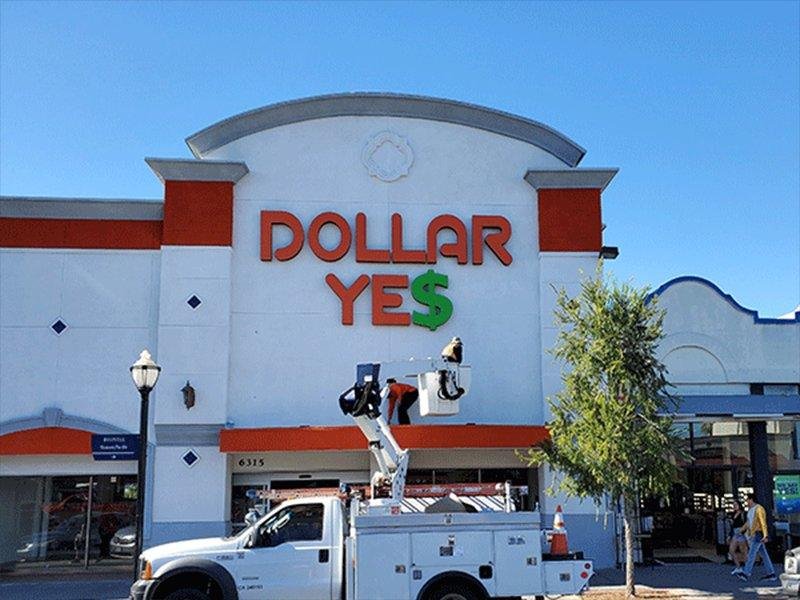 Dollar Yes channel letter sign by West Coast Sign Shop