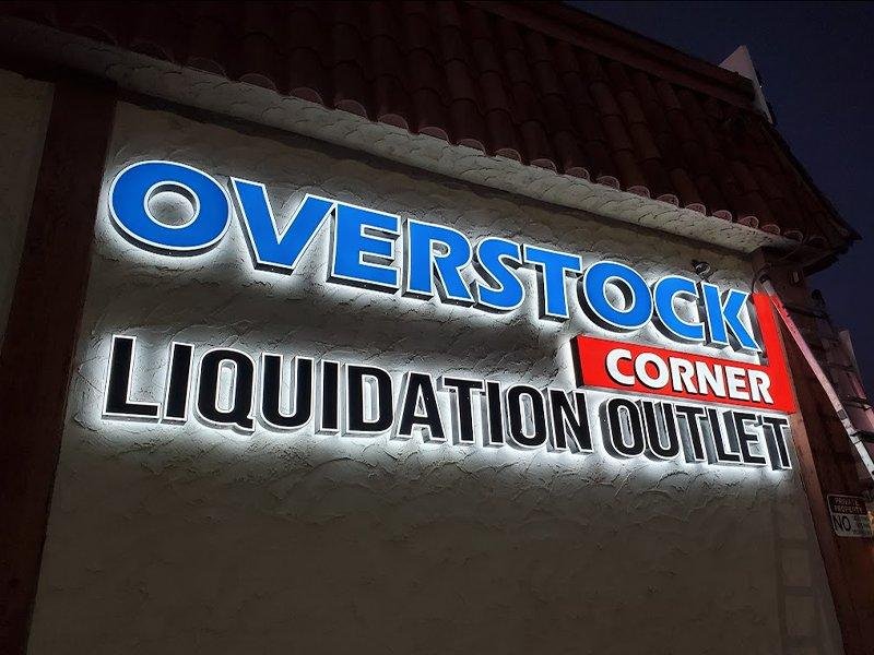 Overstock Corner Liquidation Outlet channel letter sign by West Coast Sign Shop