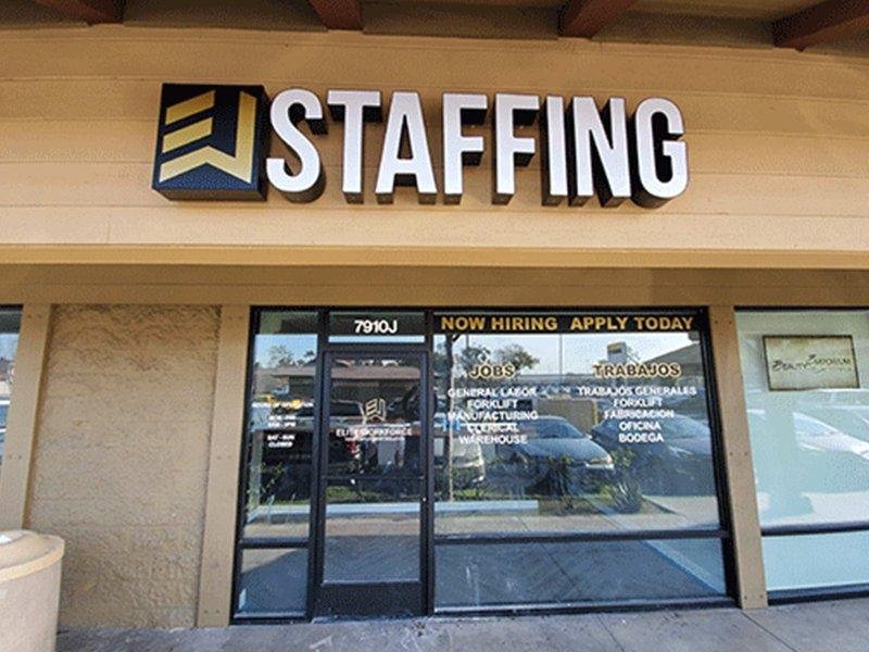 Staffing channel letter sign by West Coast Sign Shop