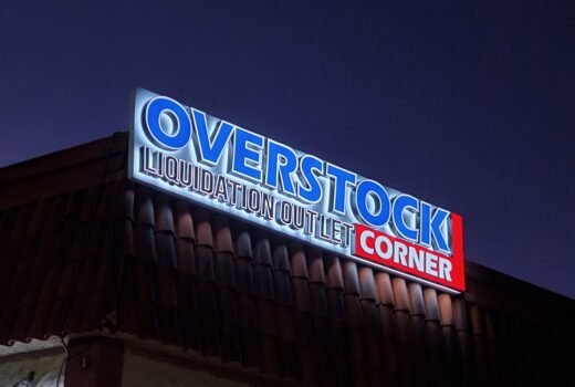 Custom illuminated channel letters designed by West Coast Sign Shop for a business storefront.