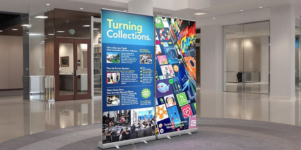 Brightly lit display panel with visually appealing content.