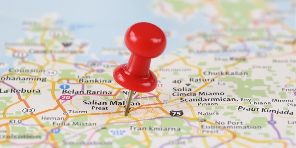 Map with a pin on a store.